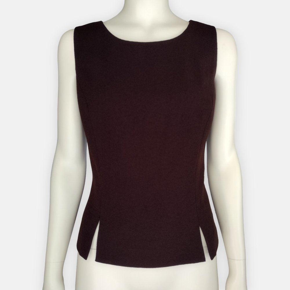 Vintage Liz Claiborne Brown Sleeveless Fitted Peplum Hem Top
